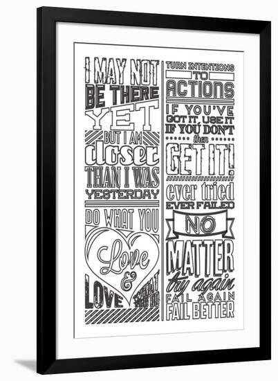 Action Set White-Vintage Vector Studio-Framed Art Print