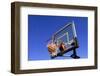 Action Shot of Basketball Going through Basketball Hoop and Net-eric1513-Framed Photographic Print