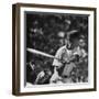 Action Shot of Chicago Cub's Ernie Banks, Preparing to Smack the Incoming Baseball with His Bat-John Dominis-Framed Premium Photographic Print