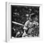 Action Shot of Chicago Cub's Ernie Banks, Preparing to Smack the Incoming Baseball with His Bat-John Dominis-Framed Premium Photographic Print