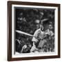 Action Shot of Chicago Cub's Ernie Banks, Preparing to Smack the Incoming Baseball with His Bat-John Dominis-Framed Premium Photographic Print