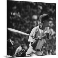Action Shot of Chicago Cub's Ernie Banks, Preparing to Smack the Incoming Baseball with His Bat-John Dominis-Mounted Premium Photographic Print