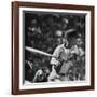 Action Shot of Chicago Cub's Ernie Banks, Preparing to Smack the Incoming Baseball with His Bat-John Dominis-Framed Premium Photographic Print