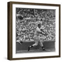 Action Shot of Chicago Cub's Ernie Banks Smacking the Pitched Baseball-John Dominis-Framed Premium Photographic Print