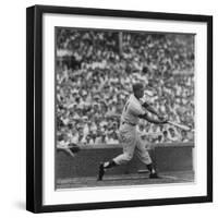 Action Shot of Chicago Cub's Ernie Banks Smacking the Pitched Baseball-John Dominis-Framed Premium Photographic Print