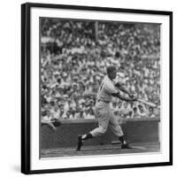 Action Shot of Chicago Cub's Ernie Banks Smacking the Pitched Baseball-John Dominis-Framed Premium Photographic Print