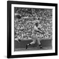 Action Shot of Chicago Cub's Ernie Banks Smacking the Pitched Baseball-John Dominis-Framed Premium Photographic Print