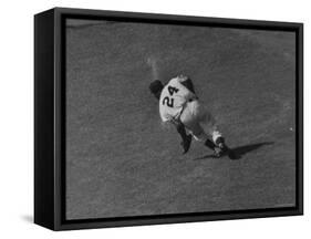 Action Shot of Willie Mays During the Giant Vs. Dodgers Game-Yale Joel-Framed Stretched Canvas