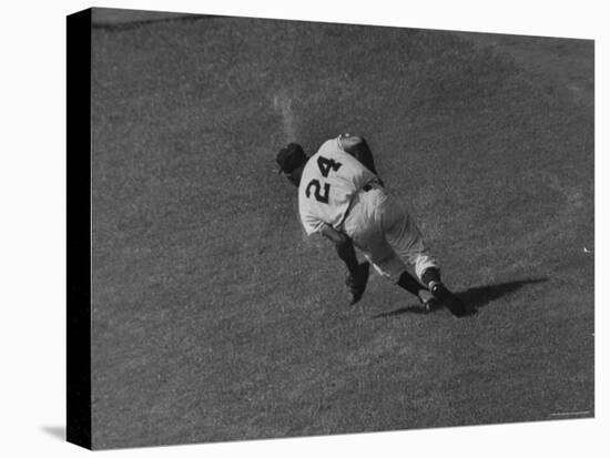 Action Shot of Willie Mays During the Giant Vs. Dodgers Game-Yale Joel-Stretched Canvas