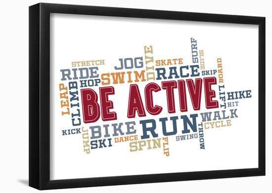 Active Fitness Word Cloud Collage-null-Framed Poster
