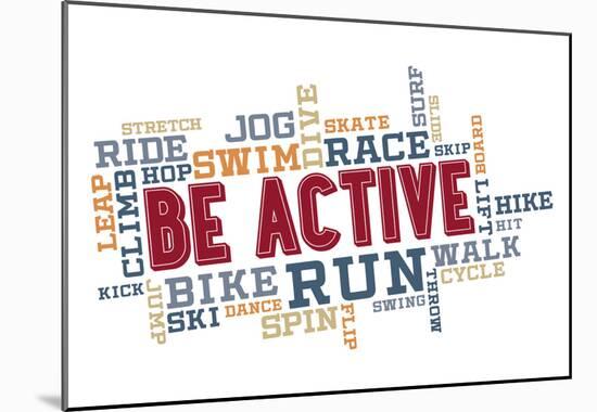 Active Fitness Word Cloud Collage-null-Mounted Poster