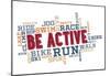 Active Fitness Word Cloud Collage-null-Mounted Poster