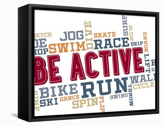 Active Fitness Word Cloud Collage-daveh900-Framed Stretched Canvas