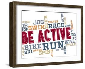 Active Fitness Word Cloud Collage-daveh900-Framed Art Print