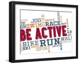 Active Fitness Word Cloud Collage-daveh900-Framed Art Print
