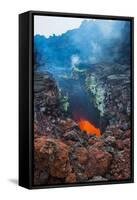 Active Magma in a Stream Below the Tolbachik Volcano, Kamchatka, Russia, Eurasia-Michael Runkel-Framed Stretched Canvas