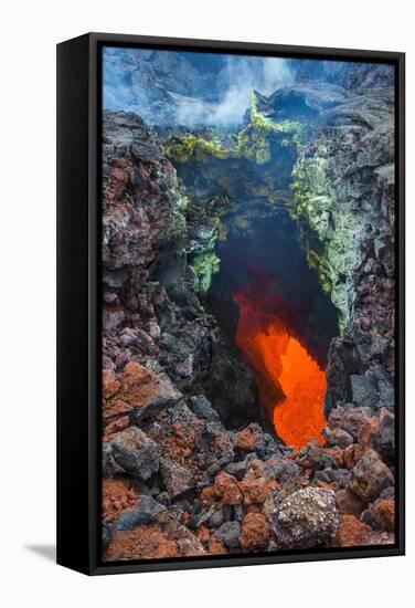 Active Magma in a Stream Below the Tolbachik Volcano, Kamchatka, Russia, Eurasia-Michael Runkel-Framed Stretched Canvas