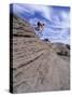 Active Male Rides Slickrock Ridge, Utah, USA-Howie Garber-Stretched Canvas