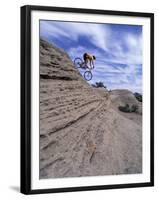 Active Male Rides Slickrock Ridge, Utah, USA-Howie Garber-Framed Premium Photographic Print