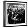 Activist Folk Musician Woody Guthrie Playing for a Crowd of Young New Yorkers in a Park-null-Framed Premium Photographic Print