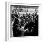 Activist Folk Musician Woody Guthrie Playing for a Crowd of Young New Yorkers in a Park-null-Framed Premium Photographic Print