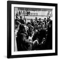 Activist Folk Musician Woody Guthrie Playing for a Crowd of Young New Yorkers in a Park-null-Framed Premium Photographic Print