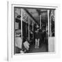 Activist Folk Musician Woody Guthrie Playing for a Subway Car of New Yorkers-Eric Schaal-Framed Premium Photographic Print