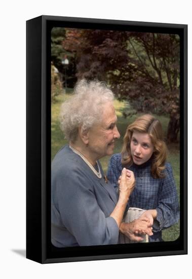 Activist for the Disabled, Helen Keller, Meeting Actress Patty Duke in "The Miracle Worker"-Nina Leen-Framed Stretched Canvas