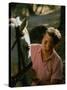 Actor and California Gubernatorial Candidate Ronald Reagan Petting Horse Outside on Ranch at Home-Bill Ray-Stretched Canvas