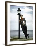 Actor Art Carney Leaning Against a Lamp Post-Leonard Mccombe-Framed Premium Photographic Print