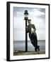 Actor Art Carney Leaning Against a Lamp Post-Leonard Mccombe-Framed Premium Photographic Print