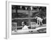 Actor/Artist Gardner McKay Speeding Along in Chevrolet Convertible as His Dog Enjoys the Ride-Allan Grant-Framed Premium Photographic Print