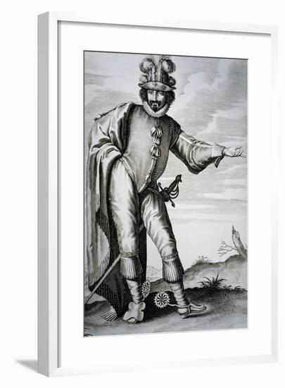 Actor Bellemore in Role of Matamoro in Illusion Comique, 1635, Play by Pierre Corneille-null-Framed Giclee Print