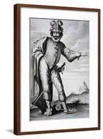 Actor Bellemore in Role of Matamoro in Illusion Comique, 1635, Play by Pierre Corneille-null-Framed Giclee Print