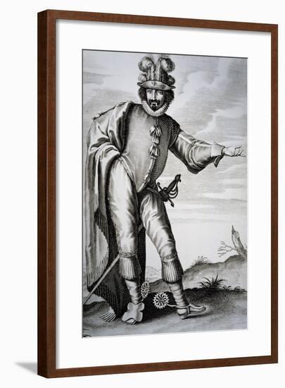 Actor Bellemore in Role of Matamoro in Illusion Comique, 1635, Play by Pierre Corneille-null-Framed Giclee Print