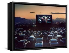 Actor Charlton Heston as Moses in "The Ten Commandments," Shown at Drive-in Theater-J^ R^ Eyerman-Framed Stretched Canvas