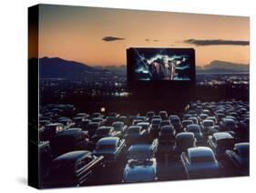 Actor Charlton Heston as Moses in "The Ten Commandments," Shown at Drive-in Theater-J^ R^ Eyerman-Stretched Canvas