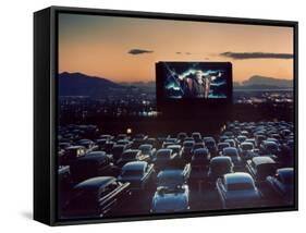 Actor Charlton Heston as Moses in "The Ten Commandments," Shown at Drive-in Theater-J^ R^ Eyerman-Framed Stretched Canvas