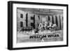 Actor Charlton Heston Posing in Front of Billboard of Film, Ben Hur-null-Framed Photographic Print