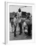 Actor Clint Walker Standing with His Stand-In Clyde Howdy on the Set of "Cheyenne"-Allan Grant-Framed Premium Photographic Print