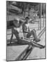 Actor Cornel Wilde and His Wife, Patricia, Sitting by the Pool-null-Mounted Photographic Print