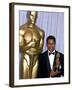 Actor Denzel Washington Holding His Oscar in Press Room at Academy Awards-null-Framed Premium Photographic Print