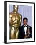 Actor Denzel Washington Holding His Oscar in Press Room at Academy Awards-null-Framed Premium Photographic Print