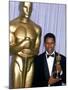 Actor Denzel Washington Holding His Oscar in Press Room at Academy Awards-null-Mounted Premium Photographic Print