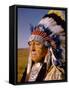 Actor Dressed as American Indian Chief For Role in Motion Picture "Around the World in 80 Days"-Gjon Mili-Framed Stretched Canvas