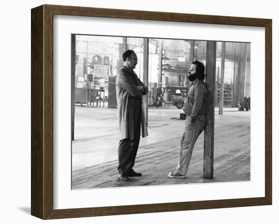 Actor Gene Hackman and film director Francis Ford Coppola on the set of the film The Conversation,-null-Framed Photo