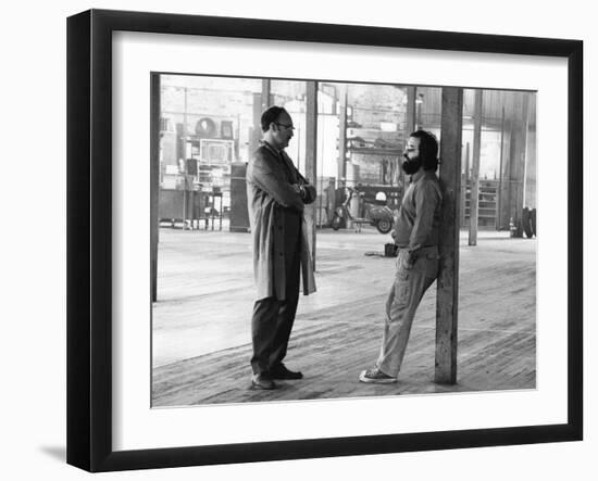 Actor Gene Hackman and film director Francis Ford Coppola on the set of the film The Conversation,-null-Framed Photo