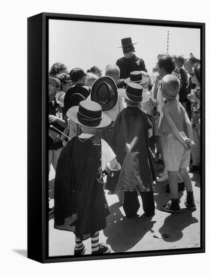 Actor Guy Williams as Zorro Signing Autographs for Fans at Disneyland-Allan Grant-Framed Stretched Canvas