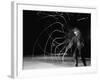 Actor Guy Williams Practicing Using a Whip for His Role as Zorro-Allan Grant-Framed Premium Photographic Print