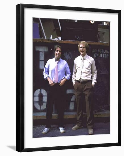 Actor Henry Winkler and Actor Director Ron Howard-null-Framed Premium Photographic Print